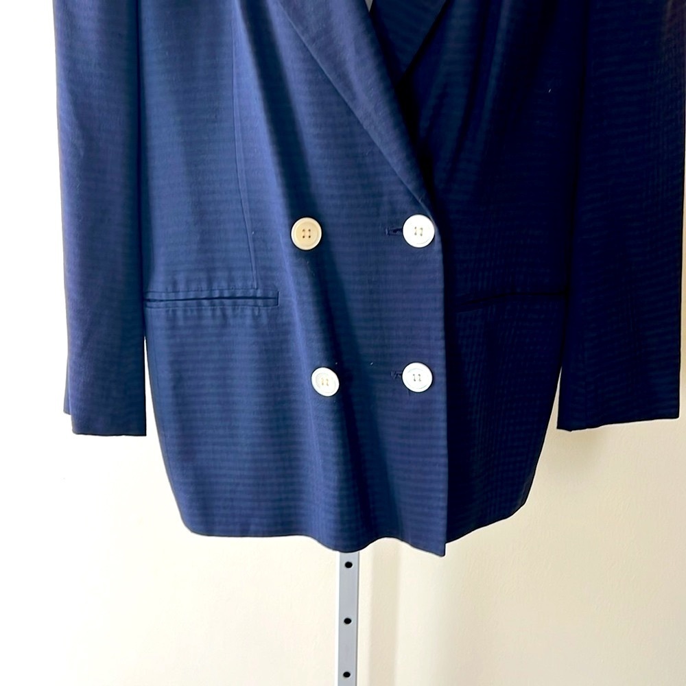 Christian Dior Blazer Navy Black Plaid Size 10 - Picture 2 of 5